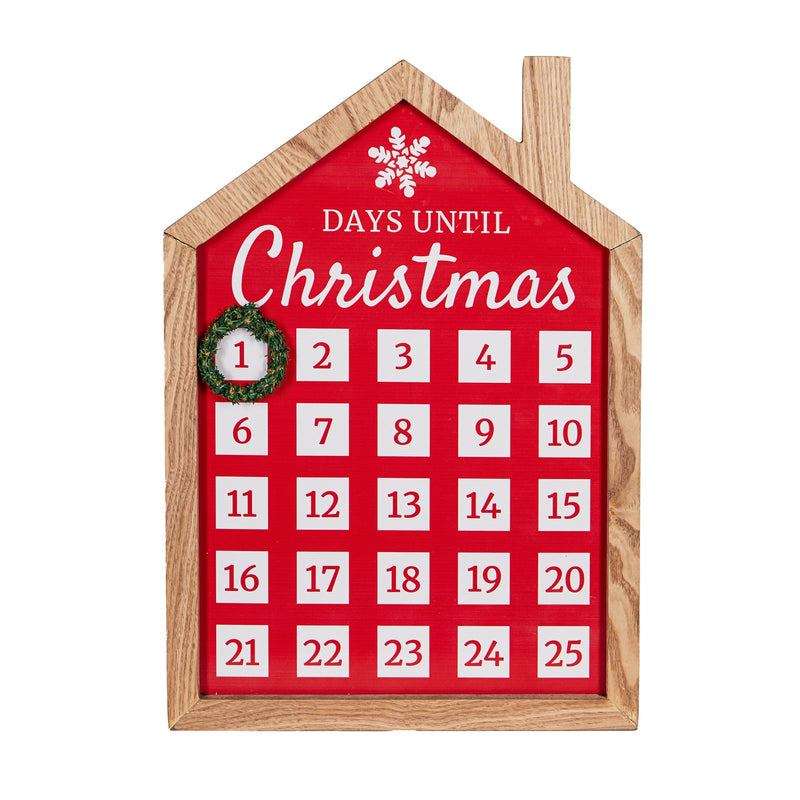 15.75" Wood House with Wreath Christmas Countdown Table Décor,8taw815