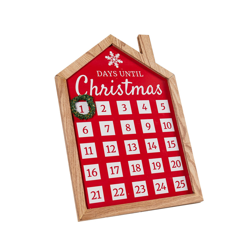 15.75" Wood House with Wreath Christmas Countdown Table Décor,8taw815