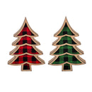 Winter Grove Table Décor Buffalo Check Tree Wood, CDU, 5"H
