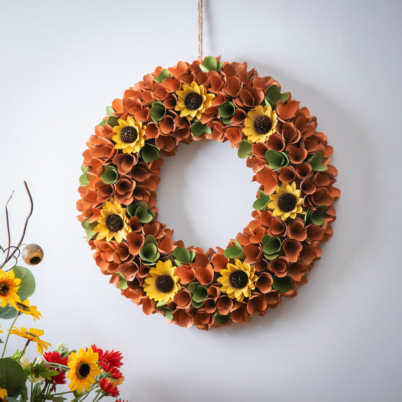 Sunflower Wood Curl Wreath,8wr344