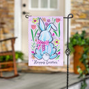 Happy Easter Bunny With Bow Applique Flag Garden