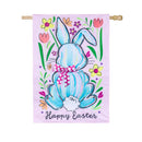 Happy Easter Bunny With Bow Applique Flag House