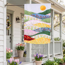Hillside Pasture Valleys Applique Flag House