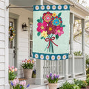 Homespun Bouquet Applique Flag House