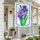 Patterned Irises Applique Flag House