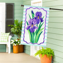 Patterned Irises Applique Flag House