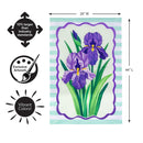 Patterned Irises Applique Flag House