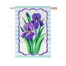 Patterned Irises Applique Flag House