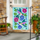 Hummingbird & Morning Glories Applique Flag Garden