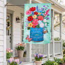 Cottage Garden Floral Kindness Applique Flag House