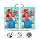 Cottage Garden Floral Kindness Applique Flag House