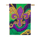 Patterned Fleur De Lis Applique Flag House