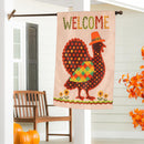 Welcome Turkey Polka Dot Applique Flag House