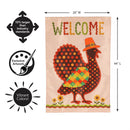 Welcome Turkey Polka Dot Applique Flag House