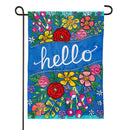 Hello Floral Bloom Applique Flag Garden