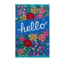 Hello Floral Bloom Applique Flag House