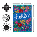 Hello Floral Bloom Applique Flag House