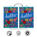 Hello Floral Bloom Applique Flag House
