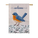 Fabric Blue Bird Applique Flag House