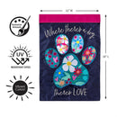 Pet Central Floral Paw Print Applique Flag Garden