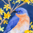Forsythia & Bluebird Applique Flag Garden