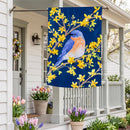 Forsythia & Bluebird Applique Flag House