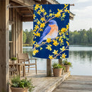 Forsythia & Bluebird Applique Flag House