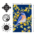 Forsythia & Bluebird Applique Flag House