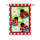 Ladybug Trio Applique Flag House