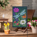 Woodblock Dragonfly Applique Flag Garden