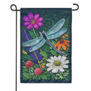 Woodblock Dragonfly Applique Flag Garden