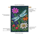 Woodblock Dragonfly Applique Flag House