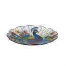 Cottage Garden Birdbath, Glass Peacock-Stained Glass Look, 18"