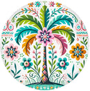 Palm Beach Birdbath, Glass Folk Art Palm Tree, 18"