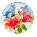 Cottage Garden Birdbath, Glass Butterfly Lily, 18"