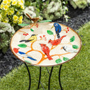 Cottage Garden Birdbath, Metal Songbird Gathering with Stand 18"