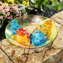 Cottage Garden Birdbath, Glass Butterfly Bloom, 18"