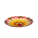 Cottage Garden Birdbath, Glass Ladybug Daisy, 18"
