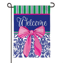Welcome Bow Chinoiserie Burlap Garden Flag