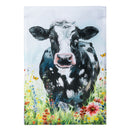 Petal & Plow Floral Cow Burlap House Flag