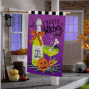 Cheers Witches! Burlap Flag House