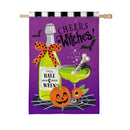 Cheers Witches! Burlap Flag House