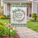 Home Sweet Home Greenery Wreath Burlap Flag Garden