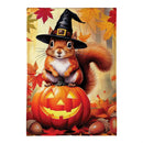 Halloween Squirrel Grove Burlap Flag House