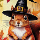 Halloween Squirrel Grove Burlap Flag House