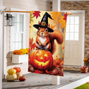 Halloween Squirrel Grove Burlap Flag House