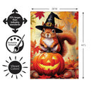 Halloween Squirrel Grove Burlap Flag House