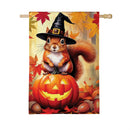 Halloween Squirrel Grove Burlap Flag House