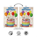 Happy Birthday Party Cake Burlap Flag Garden