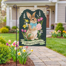 Vintage Easter Bunny Burlap Flag Garden